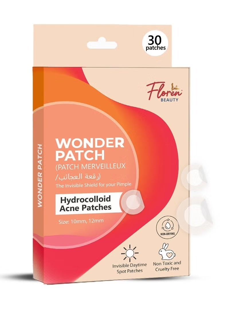 Floren Amazing Acne Patches | 30 Patches, 2 Sizes (10mm, 15 Patches, 12mm) | Invisible Daytime Acne Coverage | Hydrocolloid Acne Patches | For Treating Pimples, Spots, and Rashes | South Korean Skincare | Drug-Free, Gentle on Skin, and Cruelty-Free - Image 1